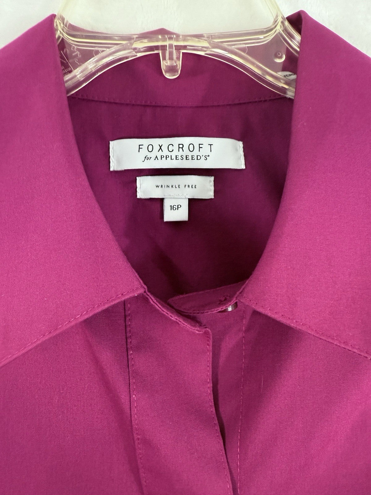 Foxcroft Button Down Shirt Womens 16 Petite Top Pink Long Sleeve Appleseeds