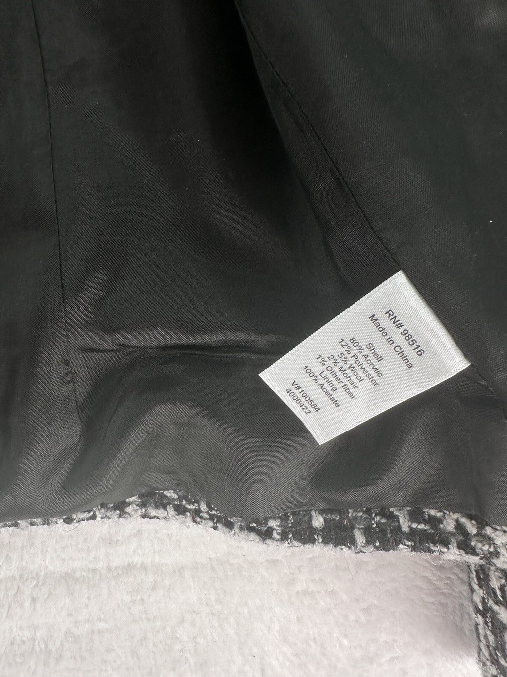 Coldwater Creek Mohair Wool Blend Moto Jacket 8 Black Gray Tweed Blazer Womens