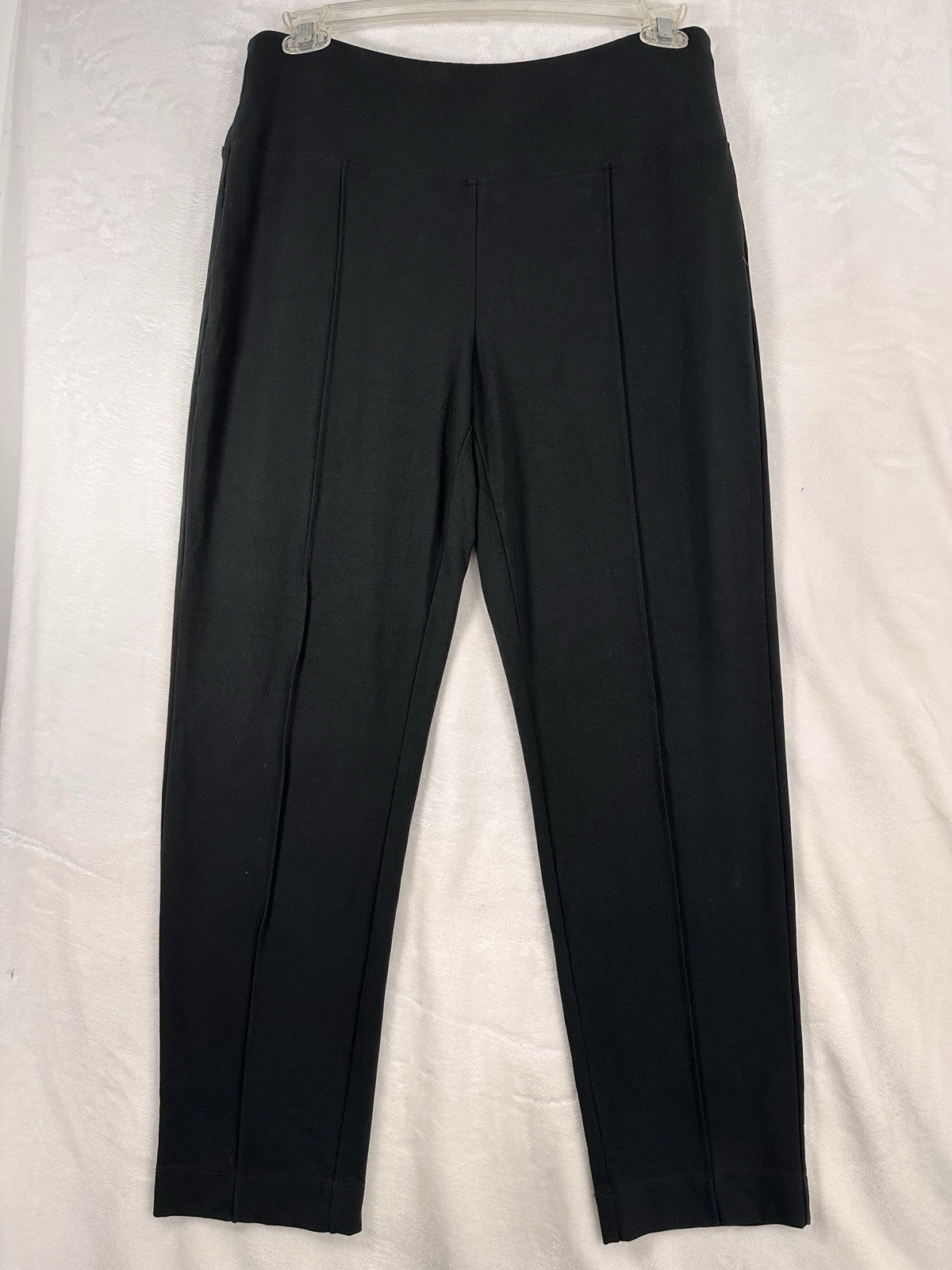 J Jill Wearever Pants Medium Black Knit Pintuck Slim Leg Pull On Womens