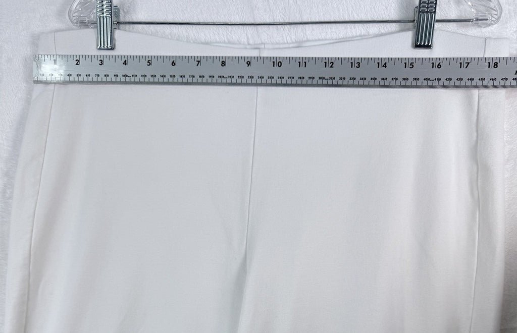 J Jill Pure Jill Large Cropped Pants White Slim Leg Knit Pull On Pima Womens