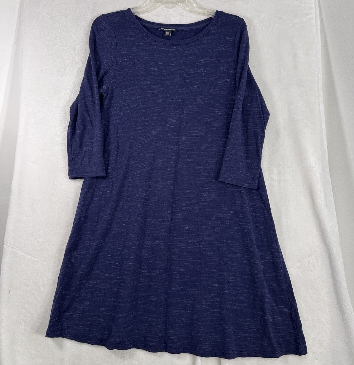 Hilary Radley Dress Medium French Terry Knit 3/4 Sleeve Space Blue Print