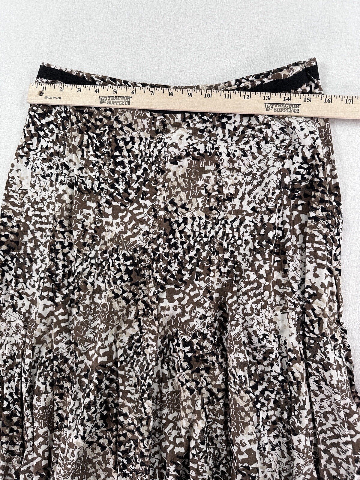 Christopher Banks Skirt 6P Petite Knee Length Black Brown Print Summer Rayon