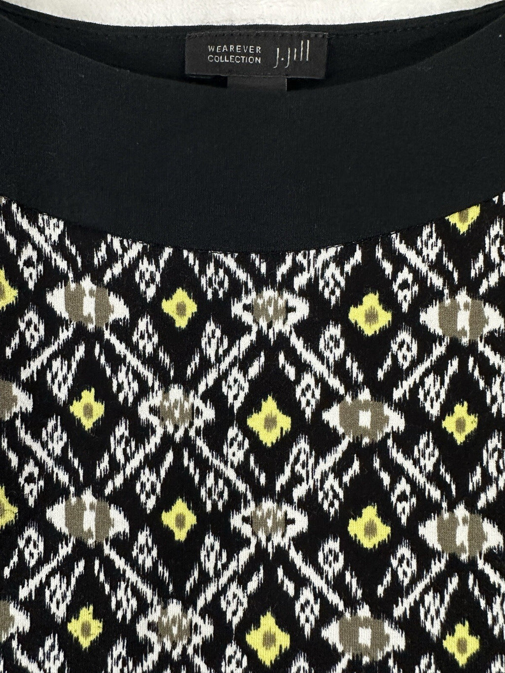 J Jill Medium Dress Sleeveless Wearever Collection Black Abstract Floral Print