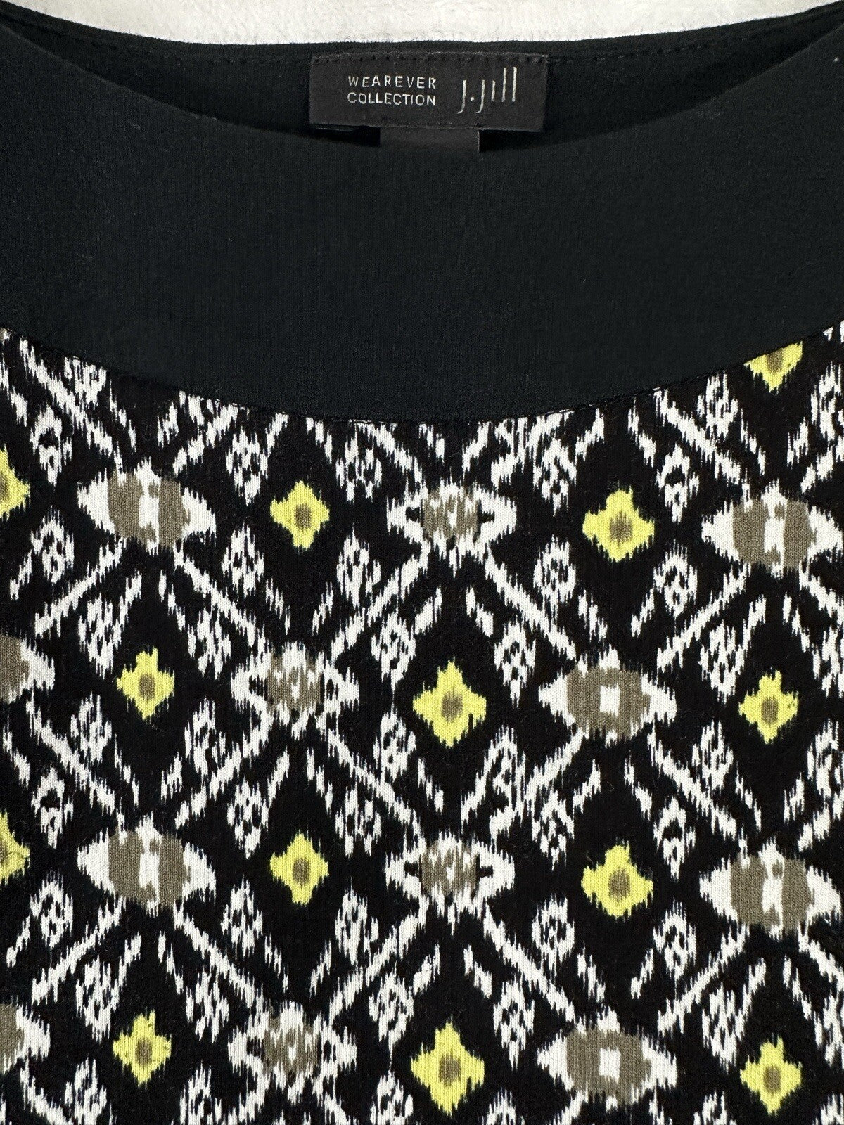 J Jill Medium Dress Sleeveless Wearever Collection Black Abstract Floral Print