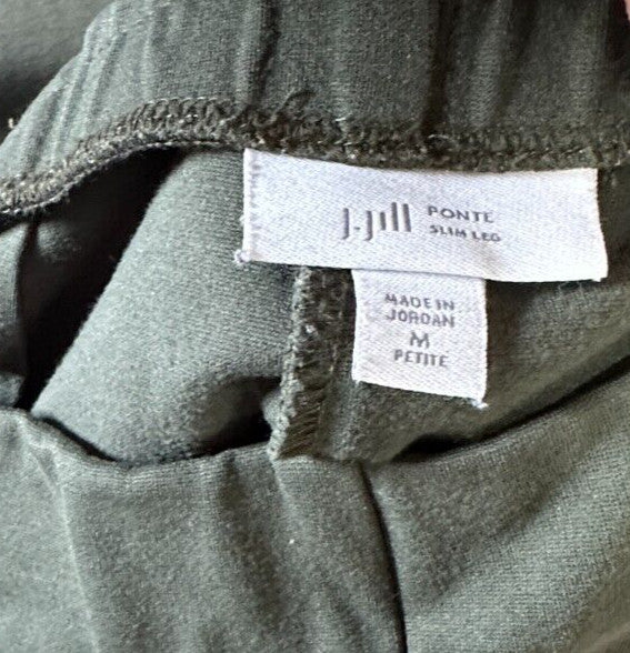 J Jill Ponte Pants Medium Petite Slim Leg Green
