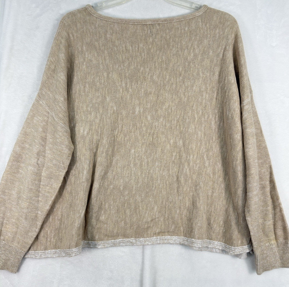 Eileen Fisher Large Sweater Organic Linen Cotton Long Sleeve Beige Womens