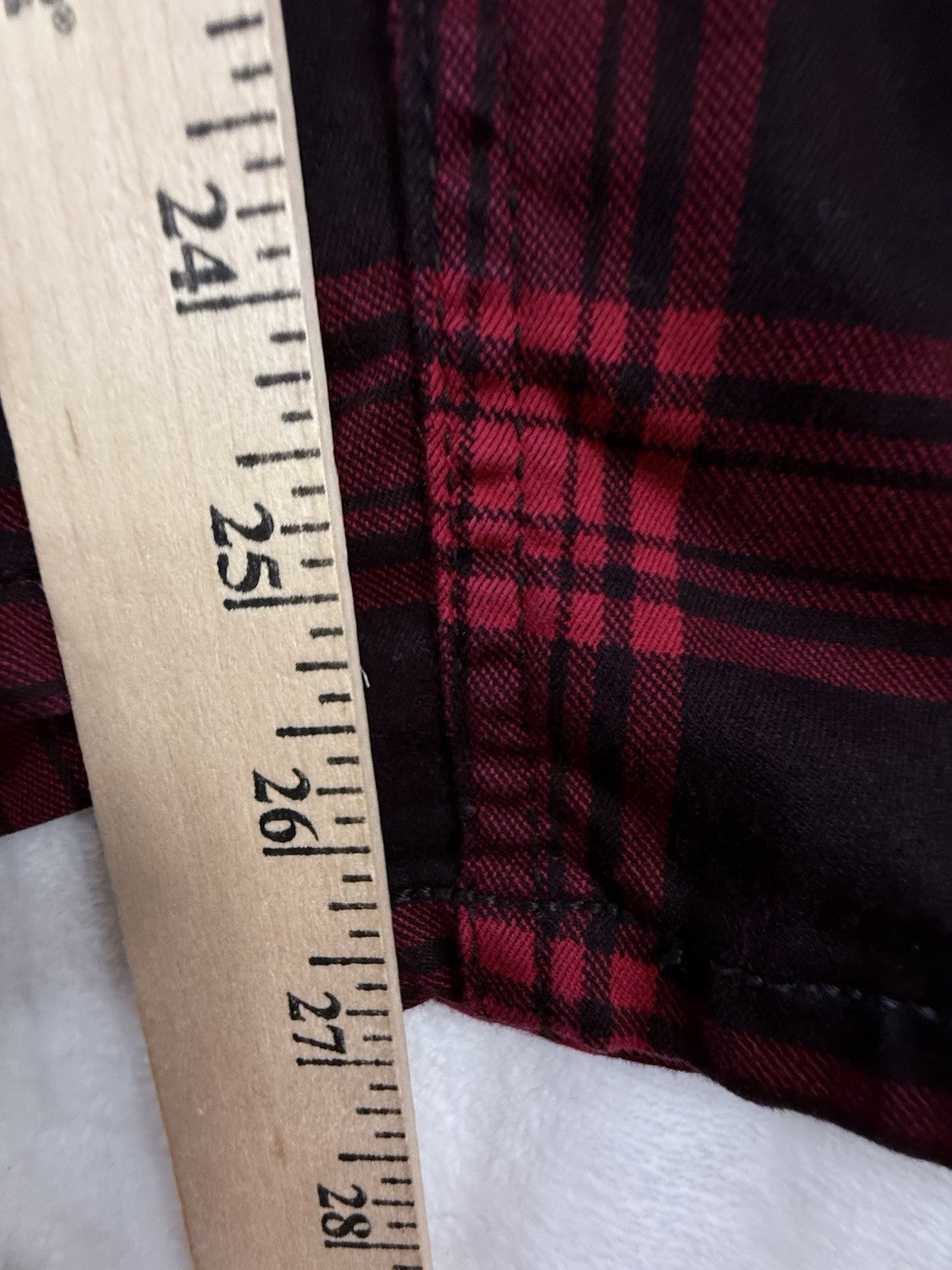 Hot Topic Black And Red Plaid Jeans HT Denim Pants Zippers Hi Rise Super Skinny