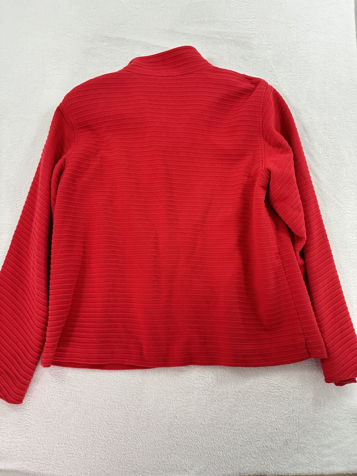 Coldwater Creek Jacket Large Red Cotton Stretch Big Buttons Mandarin Collar