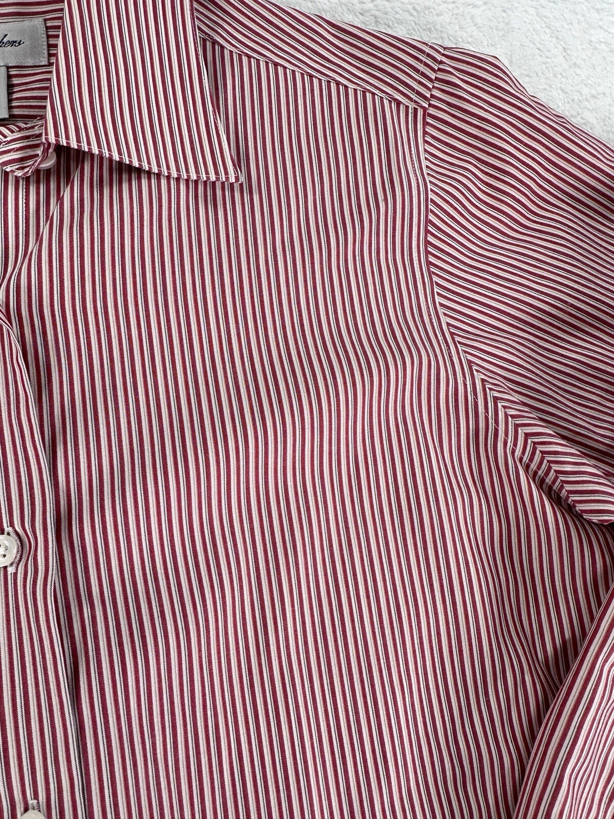 Brooks Brothers Shirt 2 Petite 2P Button Up Non Iron Striped White Red Womens