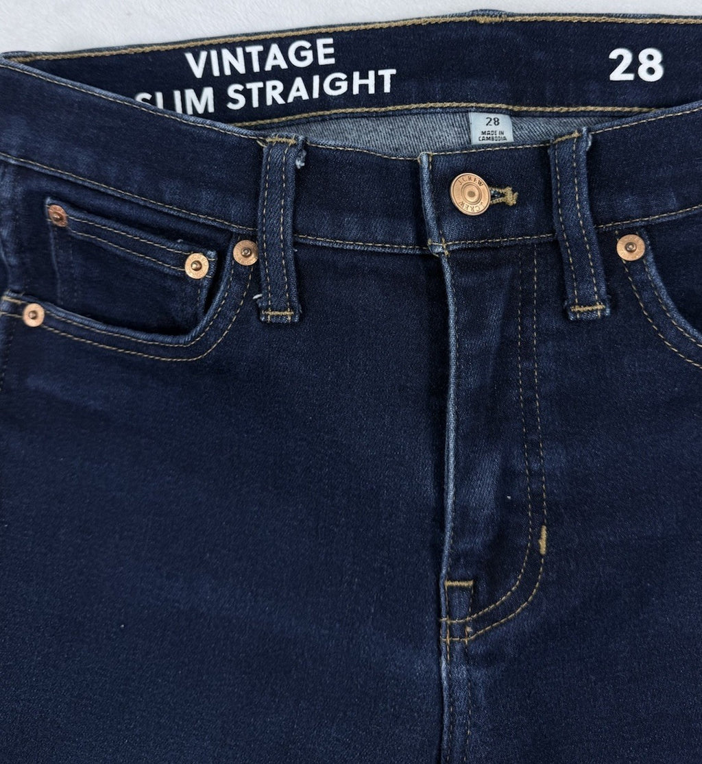 J Crew Jeans 28 Vintage Slim Straight Leg Womens Dark Blue 9” Rise