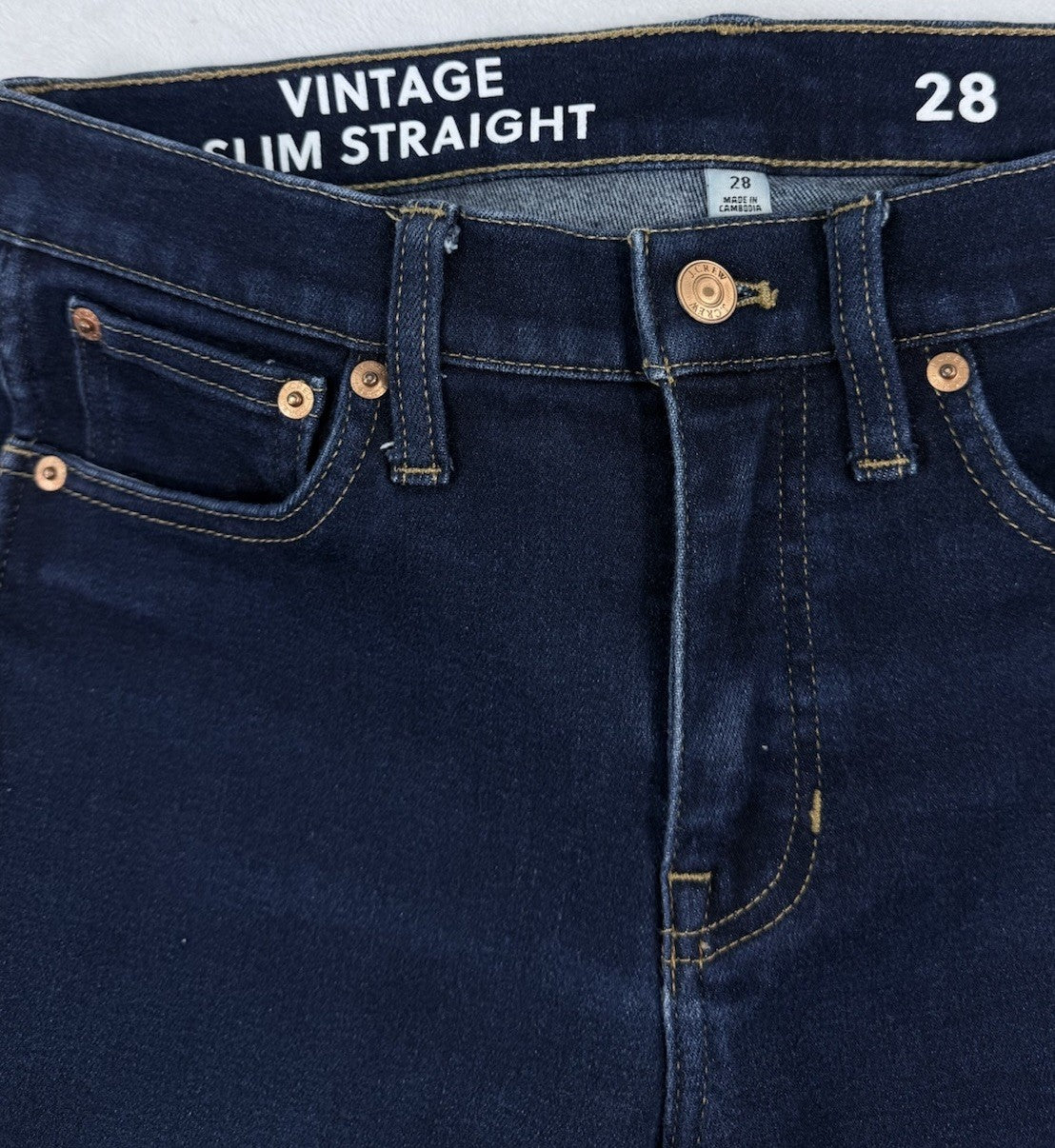 J Crew Jeans 28 Vintage Slim Straight Leg Womens Dark Blue 9” Rise