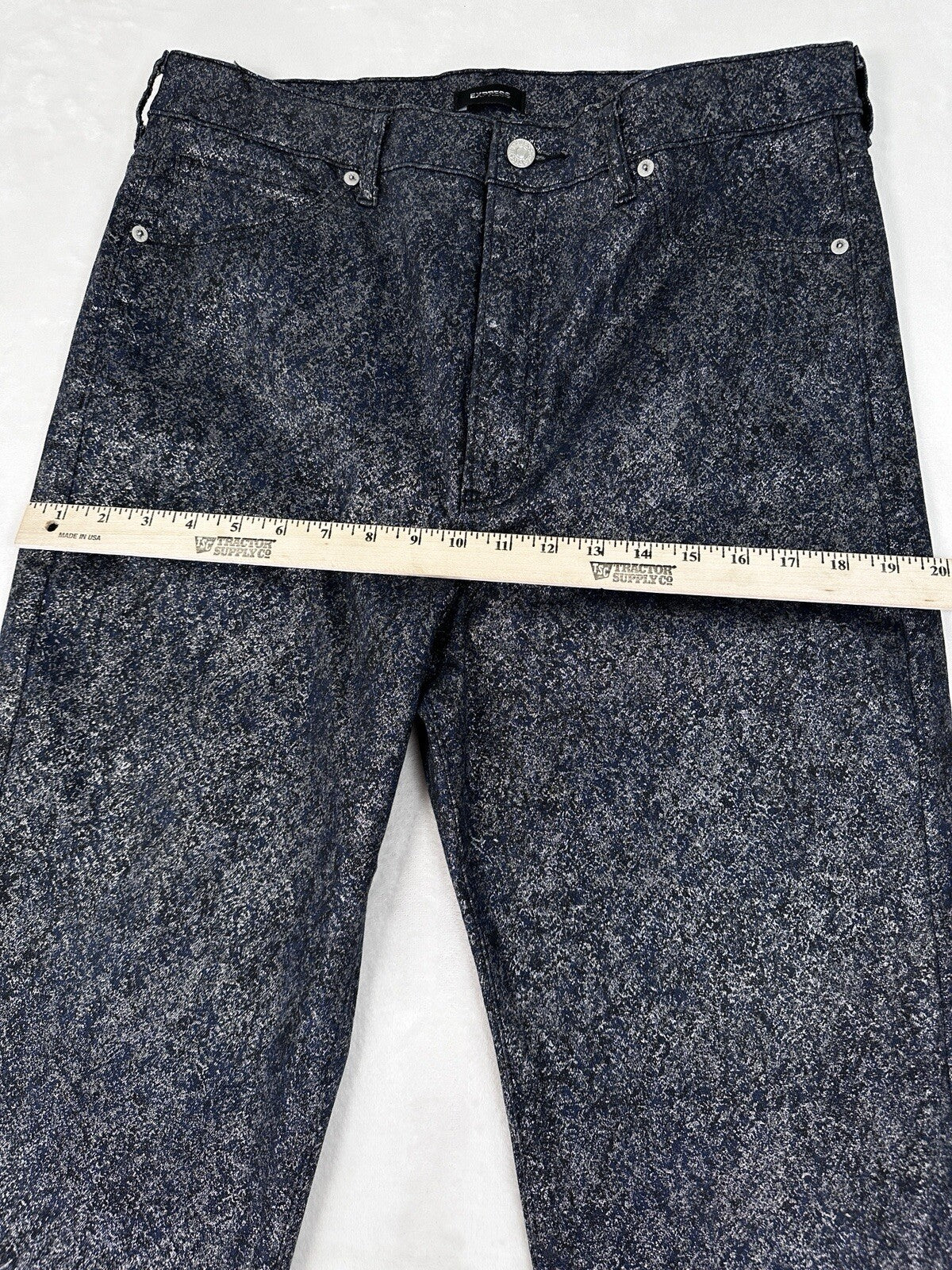 Express Jeans Size 14 Slim Super High Rise Navy Blue Metallic Blue Silver Womens