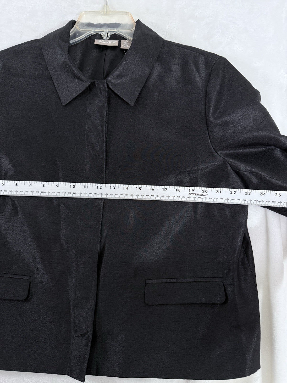 Chicos Size 3 Jacket XL Black Lightweight Blazer Long Sleeve Womens