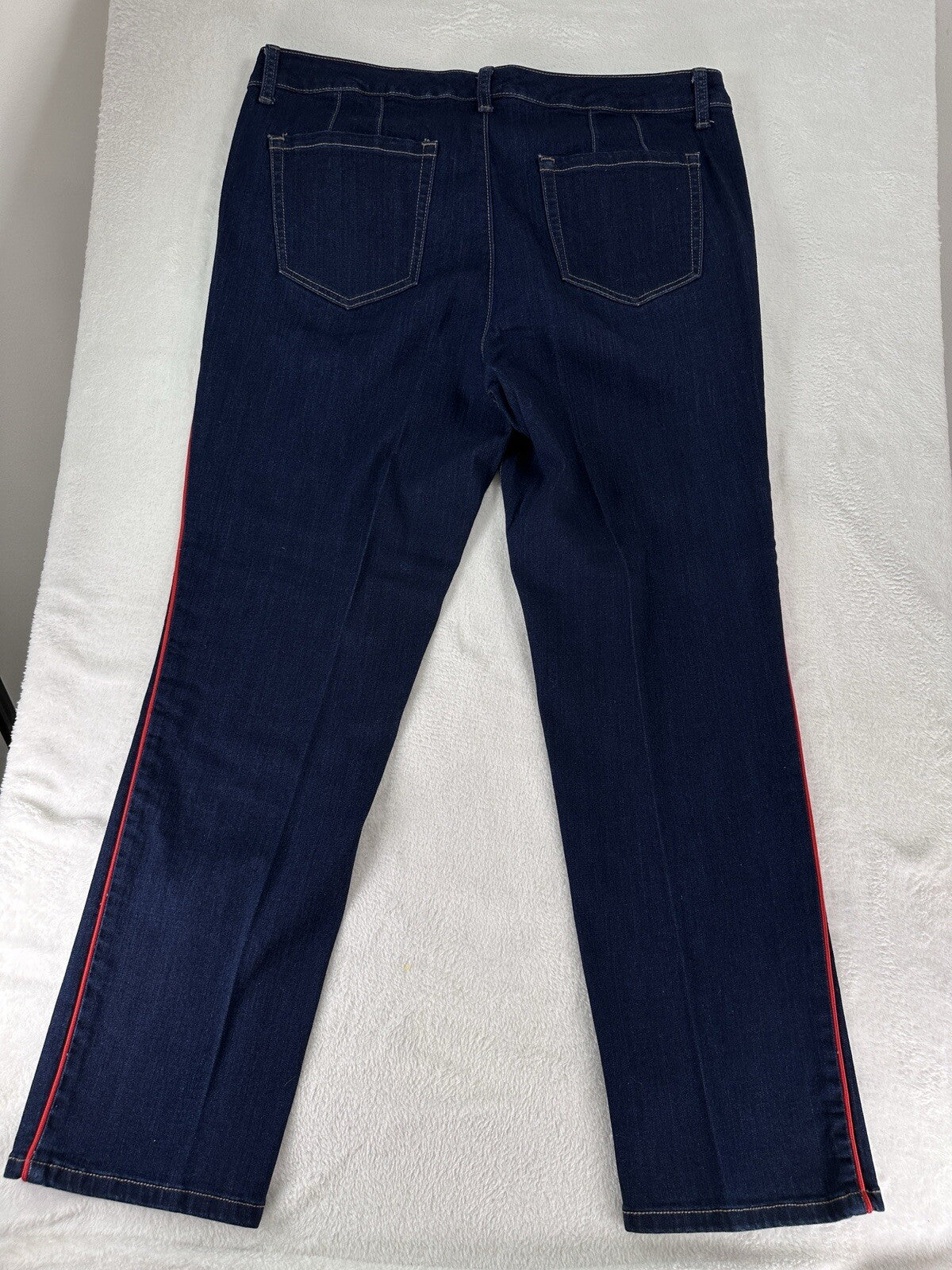 Charter Club Jeans 16 Lexington Straight Leg Red Side Trim Dark Blue