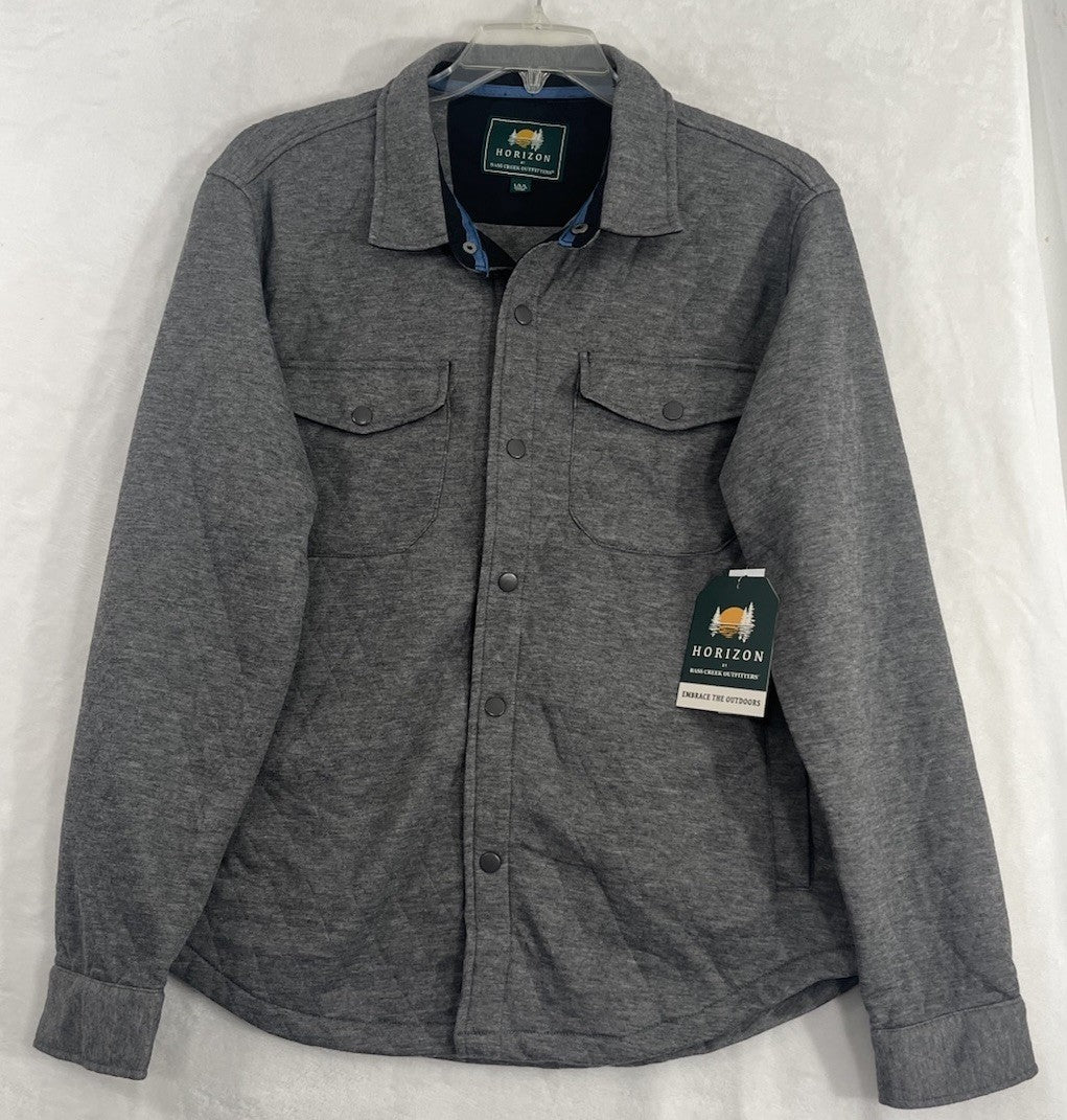 Horizon Outfitters Men’s Large Shirt Quilted Knit Long Sleeve Gray Snap Front