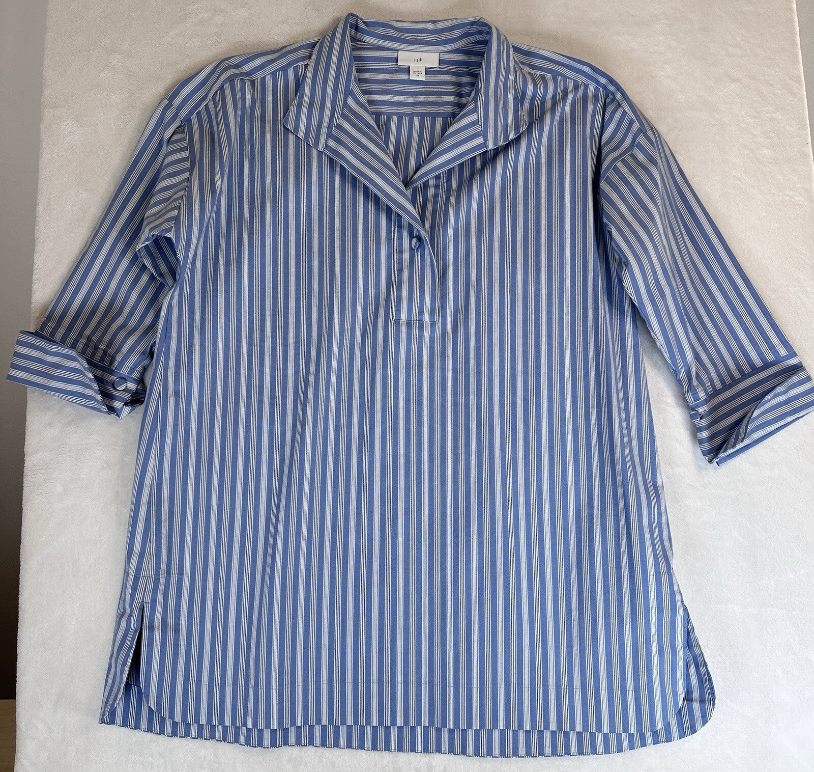 J Jill XS Top Popover Tunic Blue Striped Blouse Shirt Womens