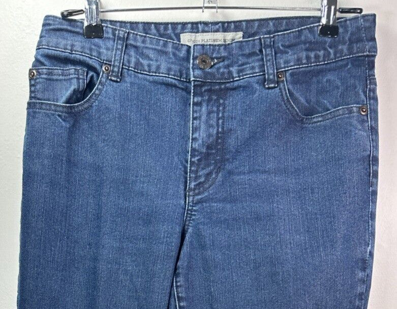 Chicos Platinum Denim Jeans 0.5 Ultimate Boot Cut Fit Blue