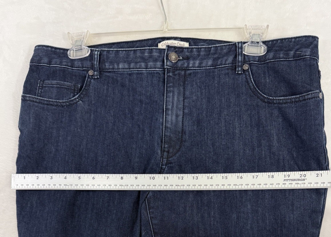 Coldwater Creek 18 Jeans Womens Cropped Dark Blue Floral Cuff