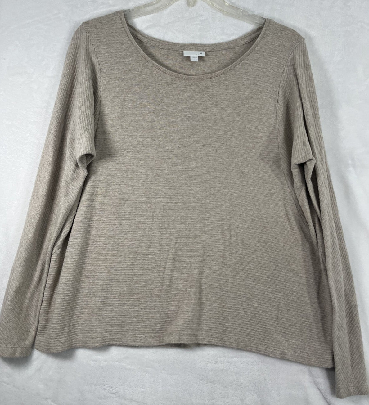 J Jill Large Top Womens Long Sleeve Beige 100% Cotton Knit Tops