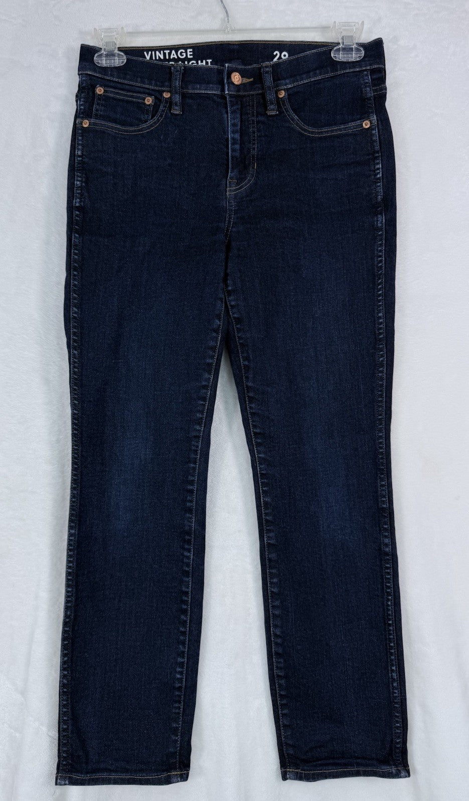 J Crew Vintage Slim Straight Jeans 29 Women Dark Blue 9” Rise Minimalist Denim