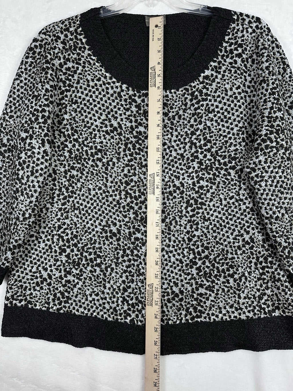 Chicos Travelers Size 3 Jacket Black Gray XL Crinkle Full Zip
