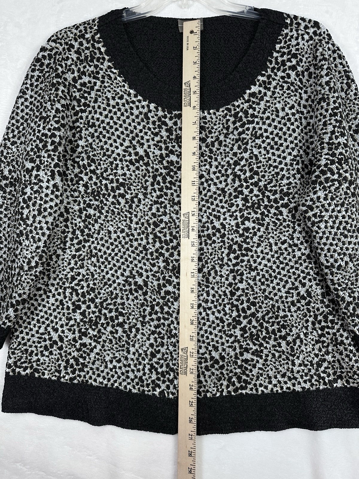 Chicos Travelers Size 3 Jacket Black Gray XL Crinkle Full Zip