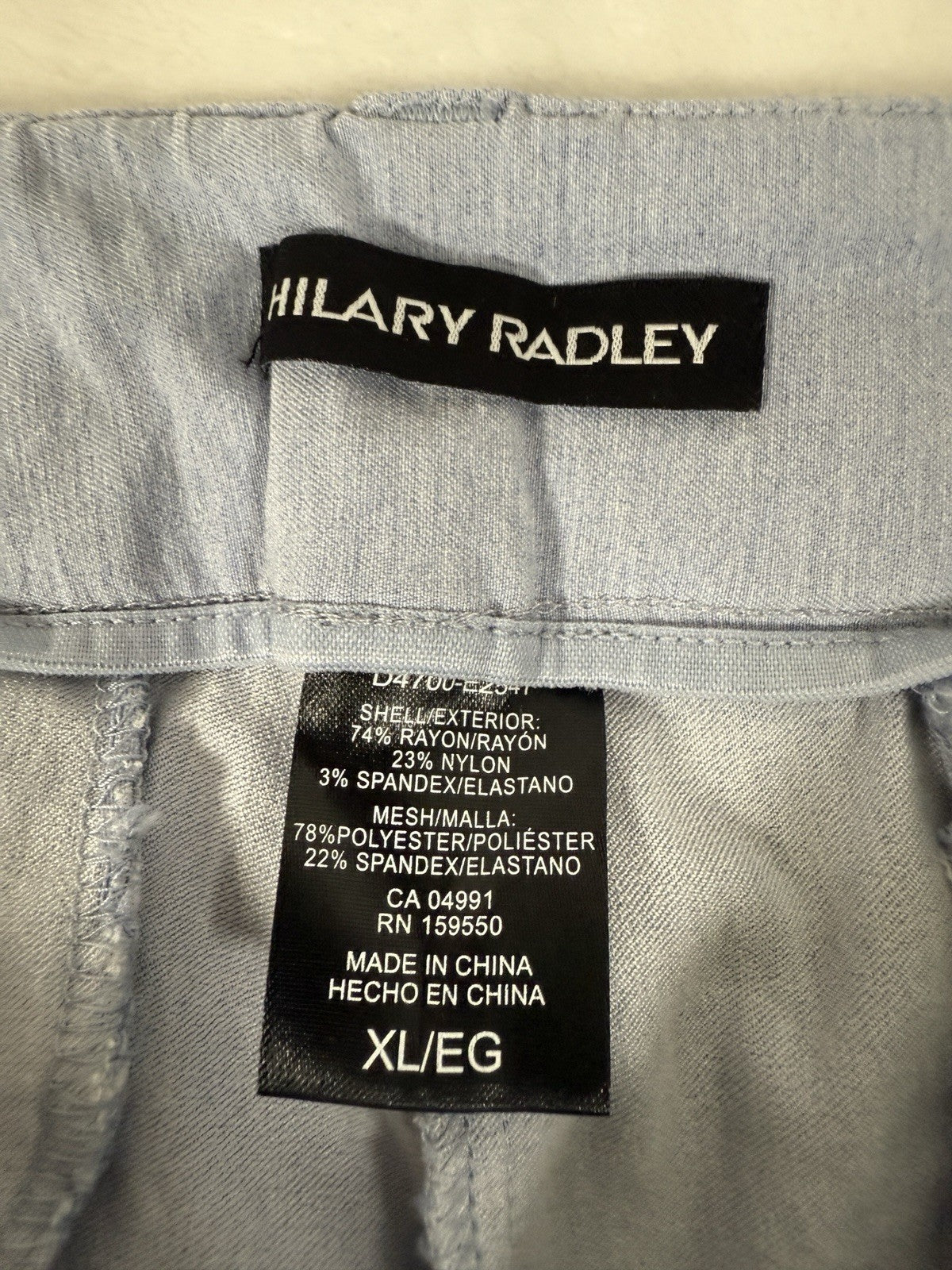 Hilary Radley Pull On Pants XL Blue Lightweight Cropped Crop Womens