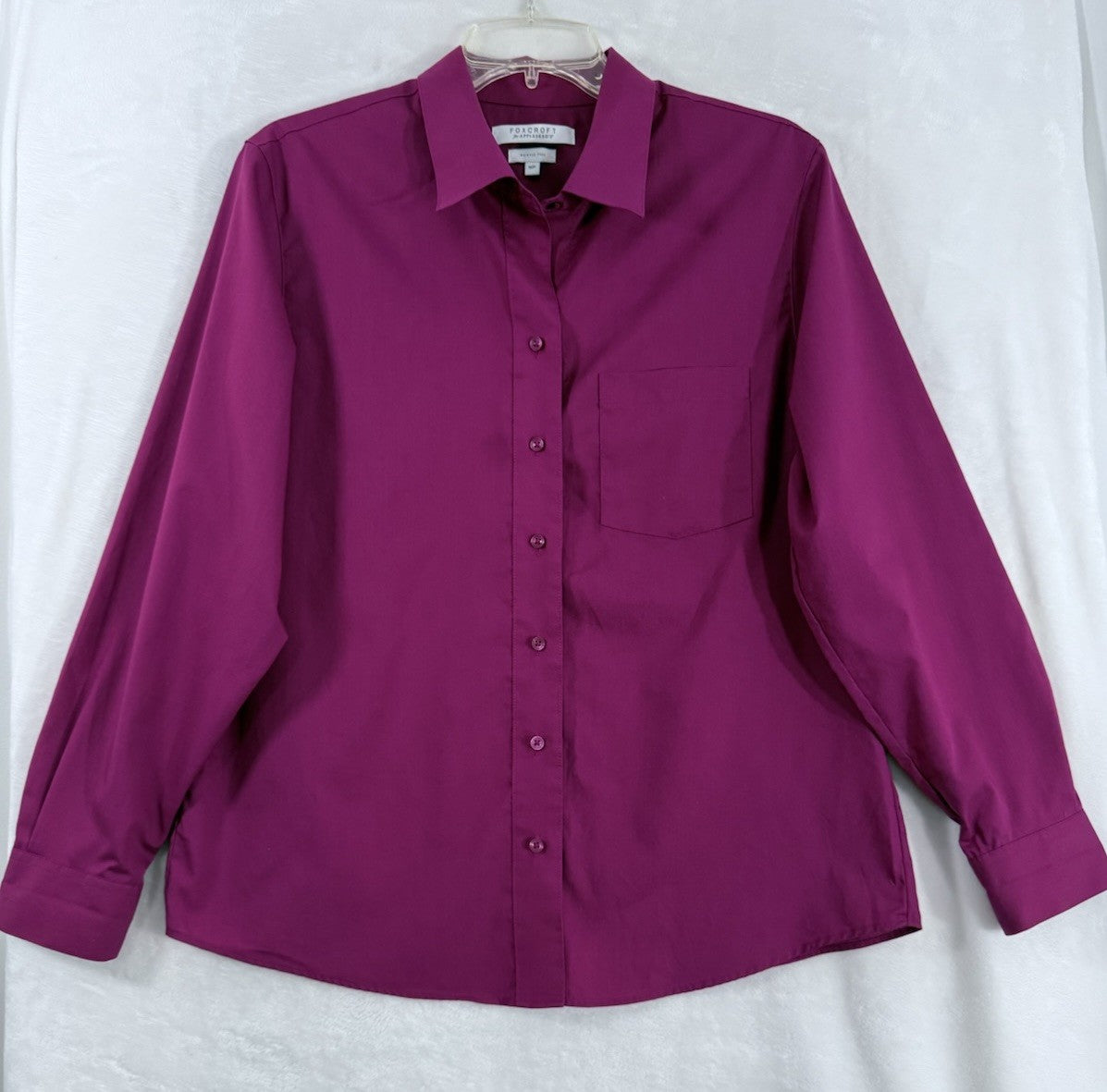 Foxcroft Button Down Shirt Womens 16 Petite Top Pink Long Sleeve Appleseeds