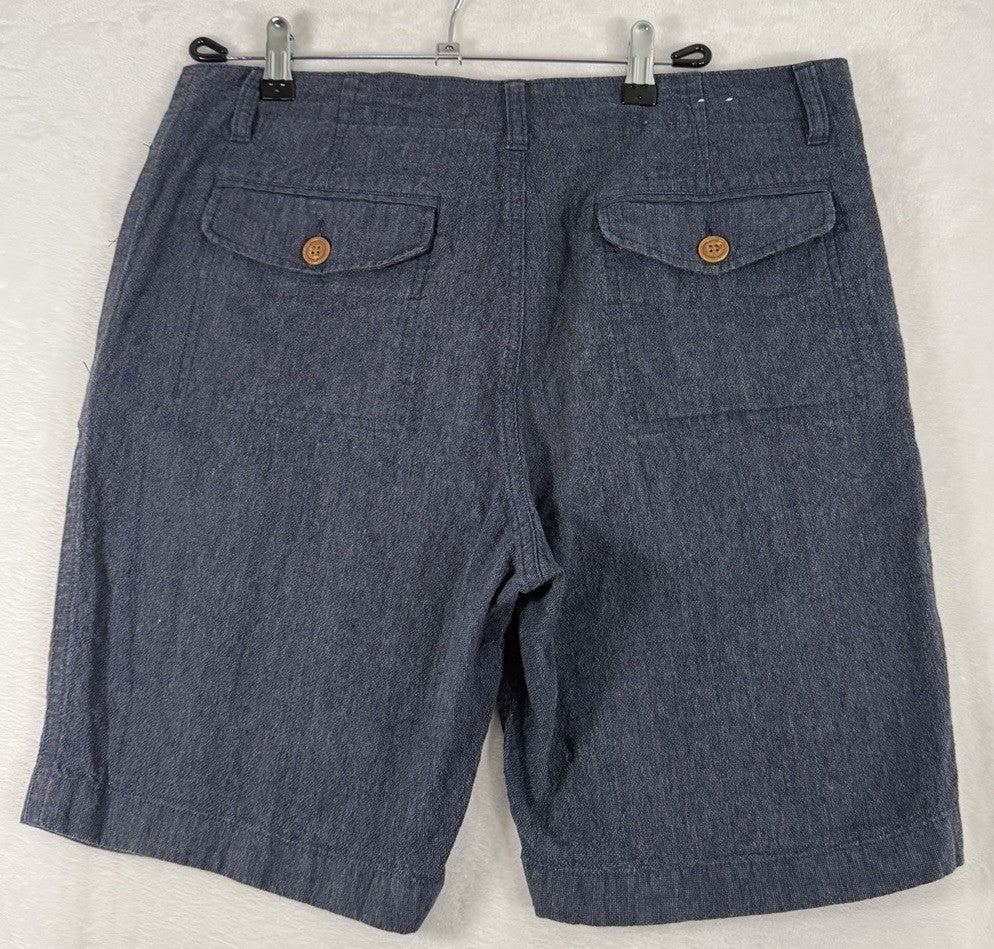 J Crew Linen Cotton Beach Shorts Mens 34 Blue Flat Front