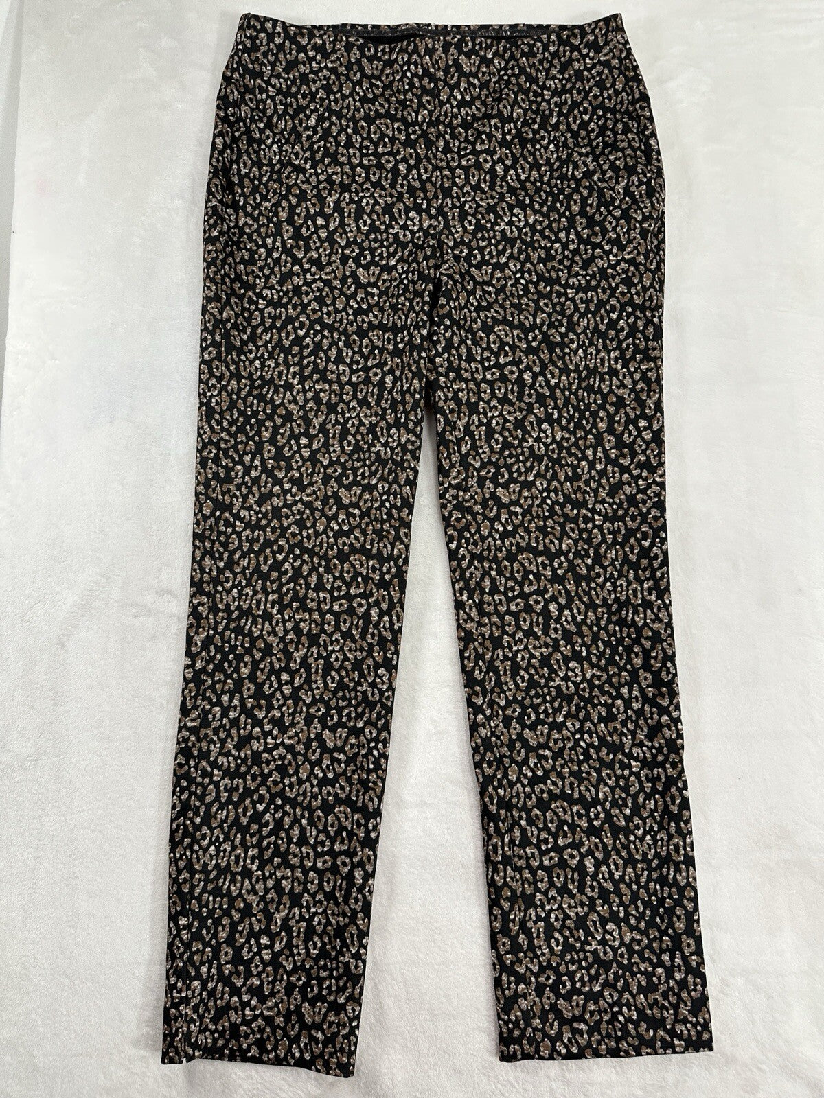 Chicos 00 US 2 Fabulously Slimming Ankle Pants Animal Print Black Knit Pull On