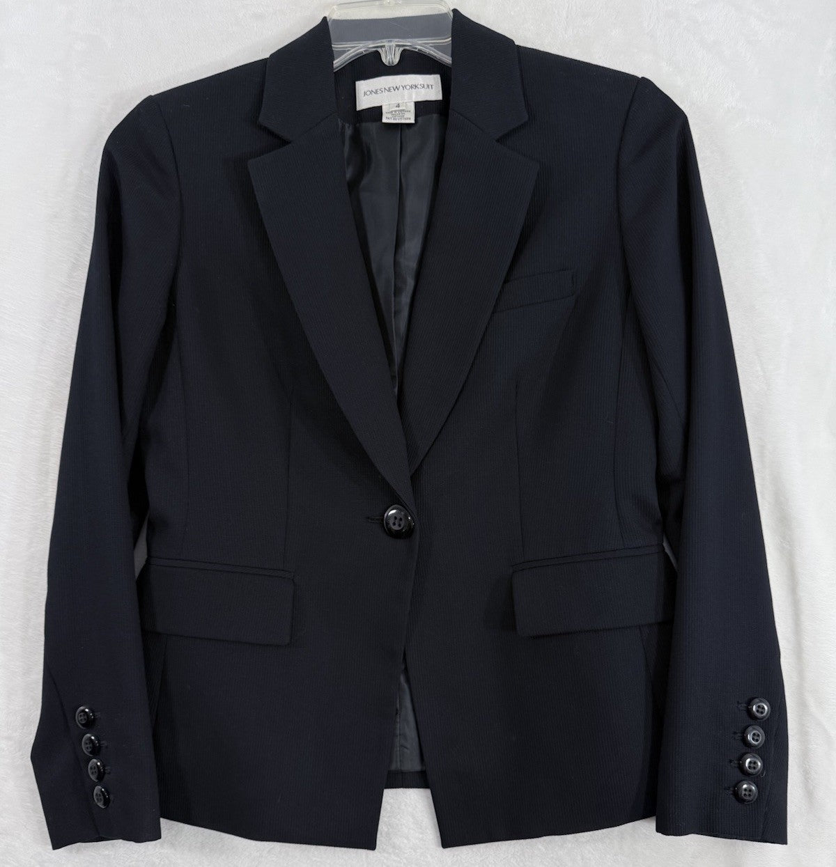 Jones New York Jacket 4 Black Blazer 1 Button Womens
