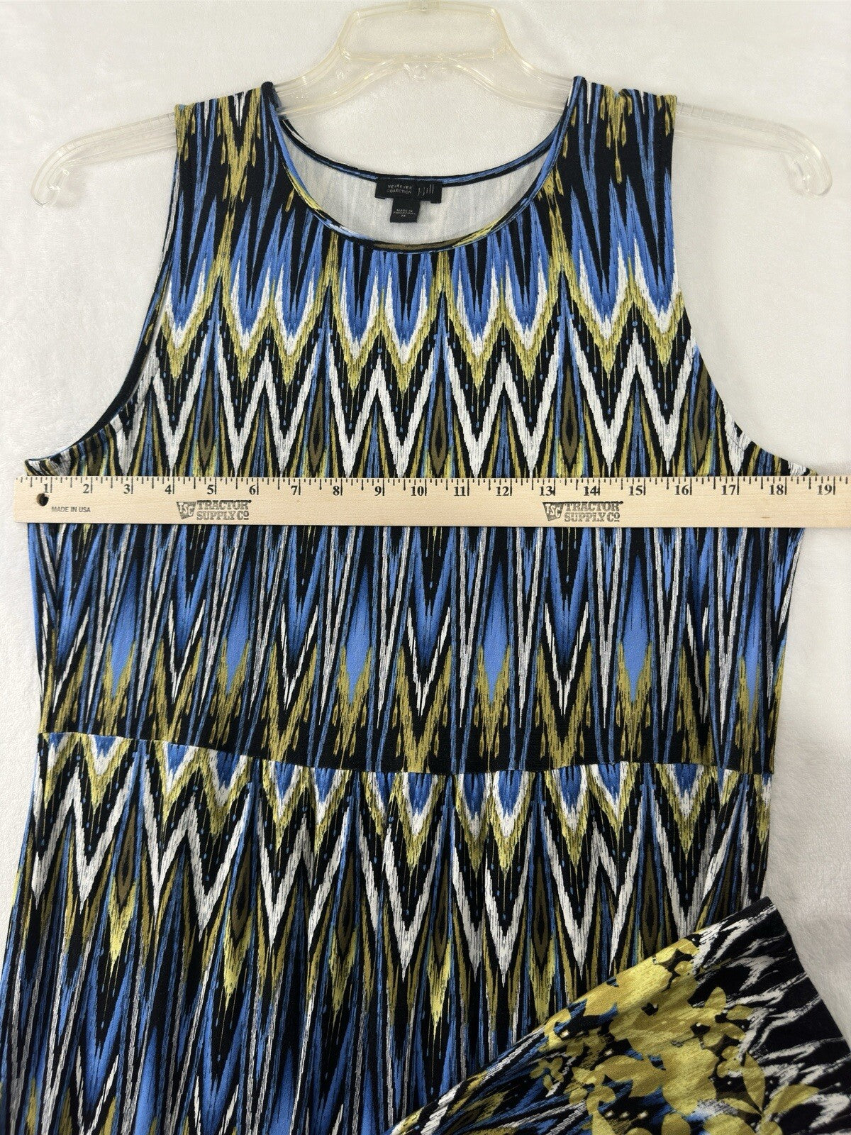 J Jill Medium Maxi Dress Wearever Blue Abstract Floral Print Sleeveless Womens