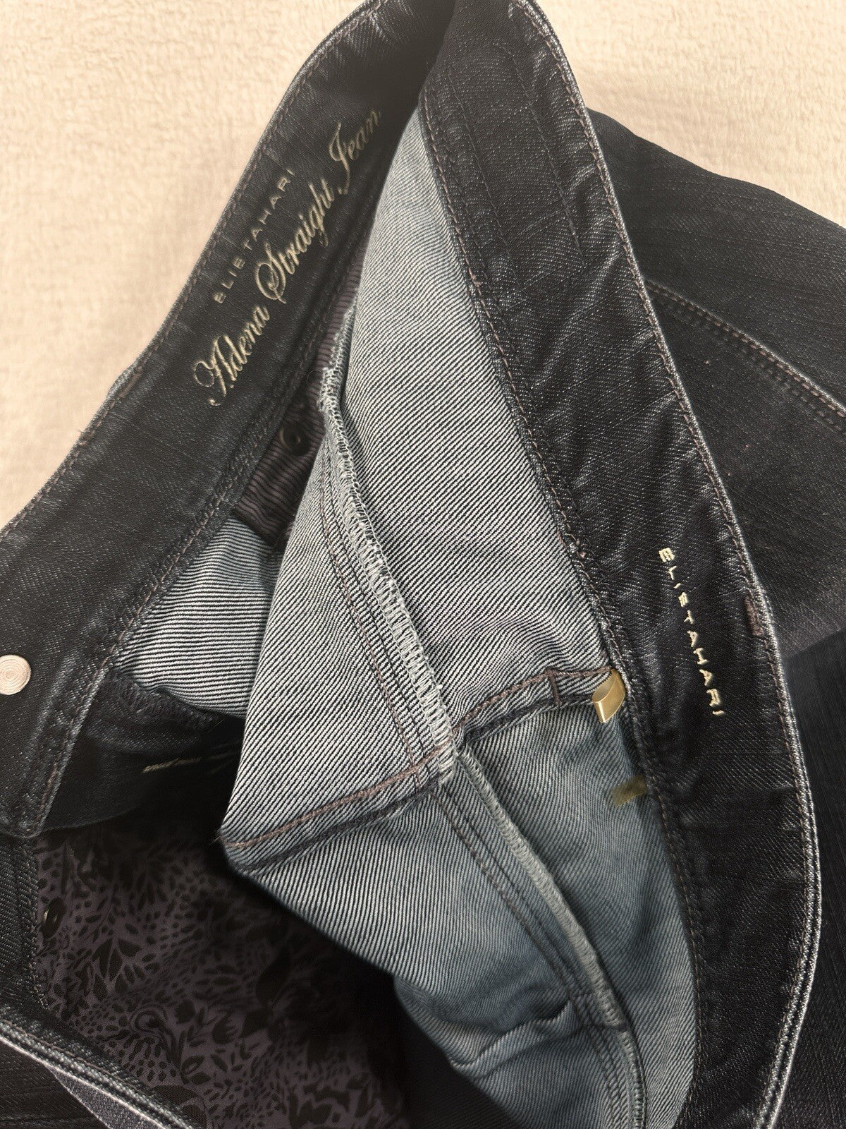 Elie Tahari Jeans 4 Adena Straight Leg Classic Fit Mid Rise Relaxed Blue