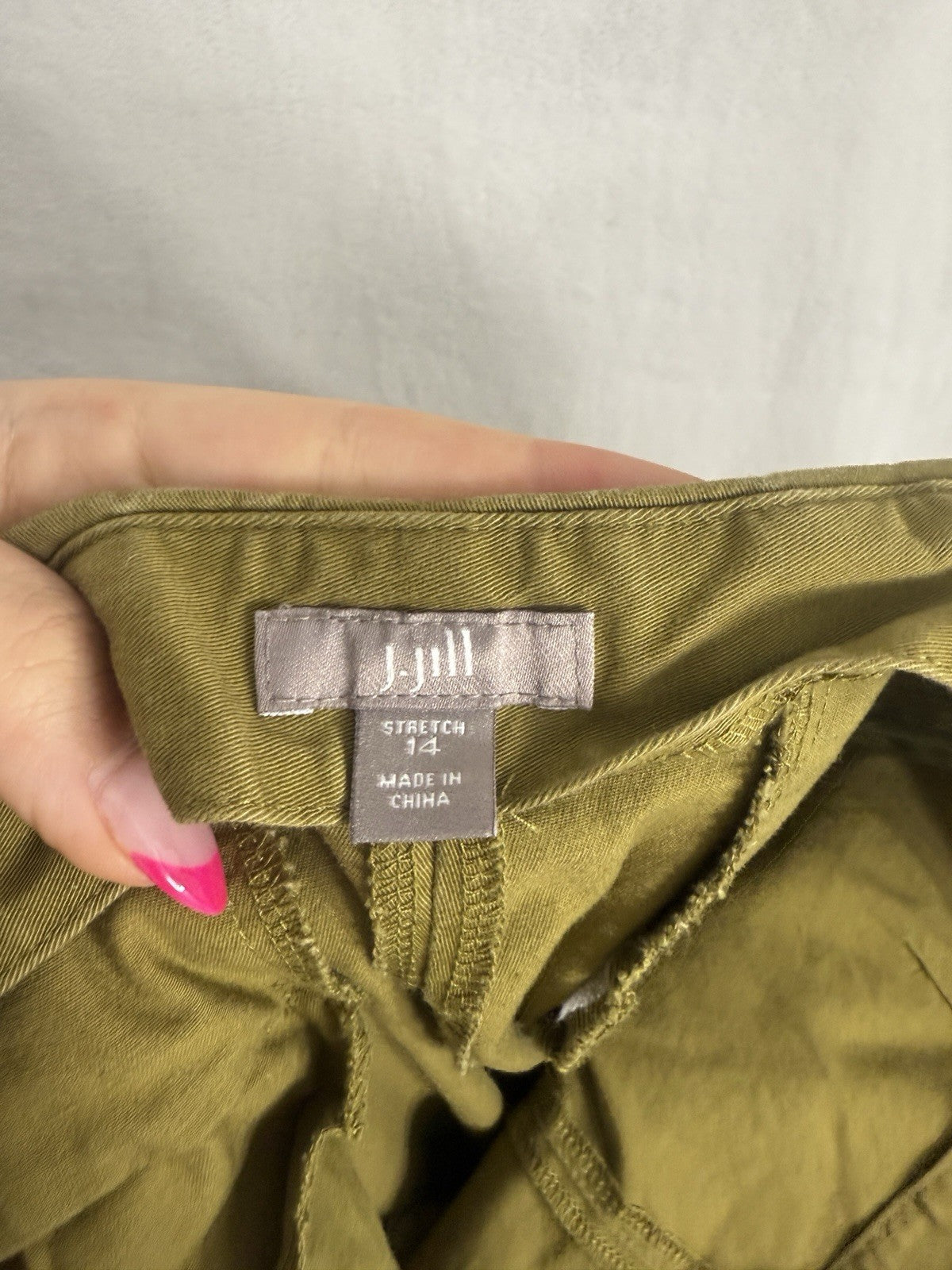 J Jill Pants 14 Green Cotton Stretch Side Zip Womens