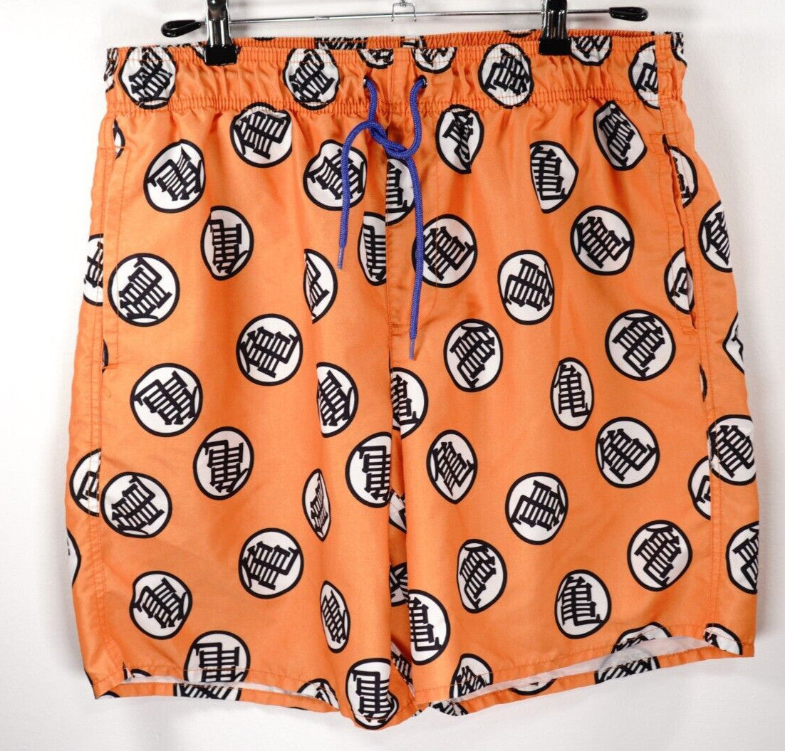 Dragon Ball Z Shorts Orange Board Shorts Swim Trunks Mens Size L Large