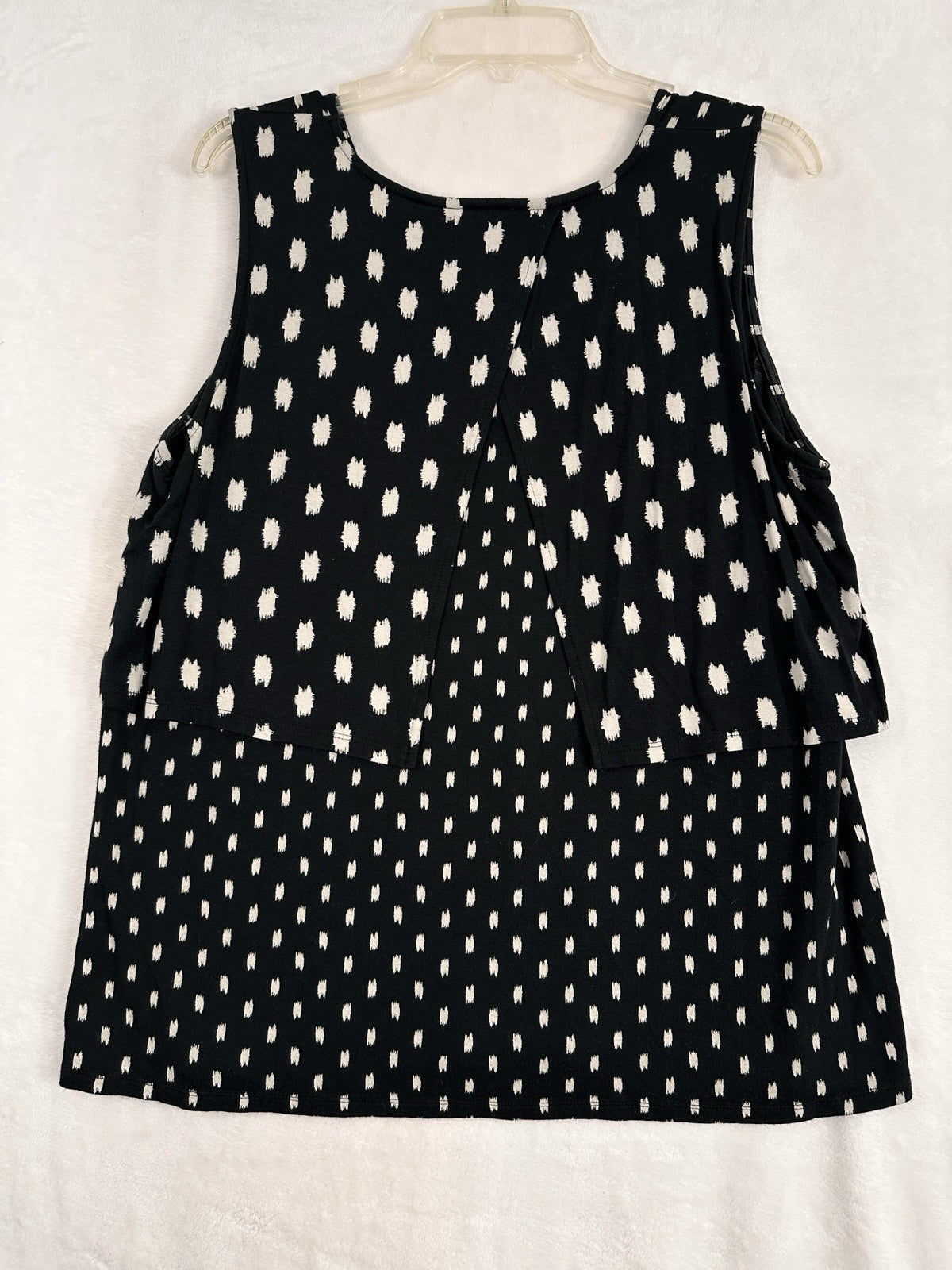 J Jill Wearever Top Large Petite Sleeveless Black White Print Layered Womens LP