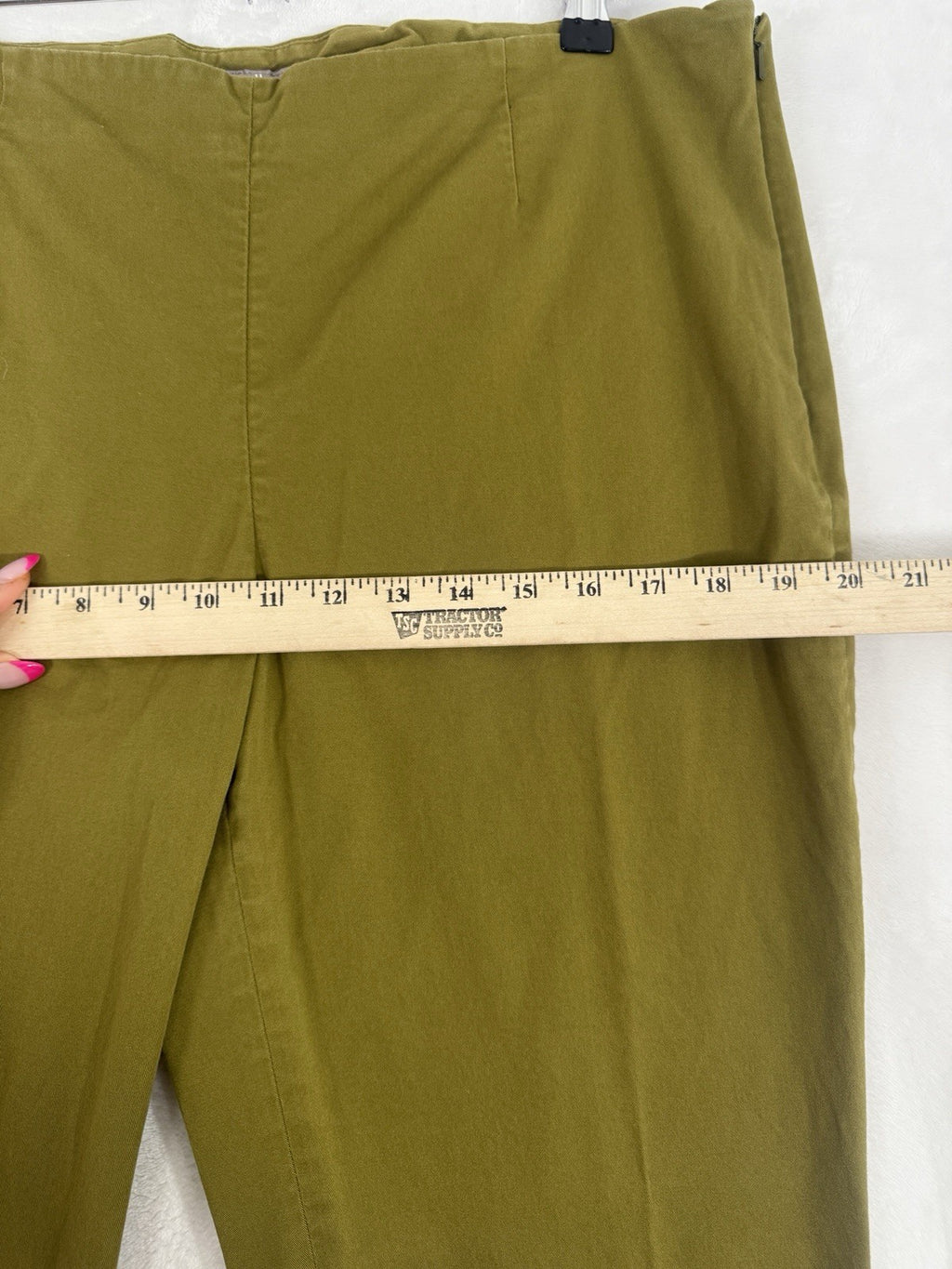 J Jill Pants 14 Green Cotton Stretch Side Zip Womens