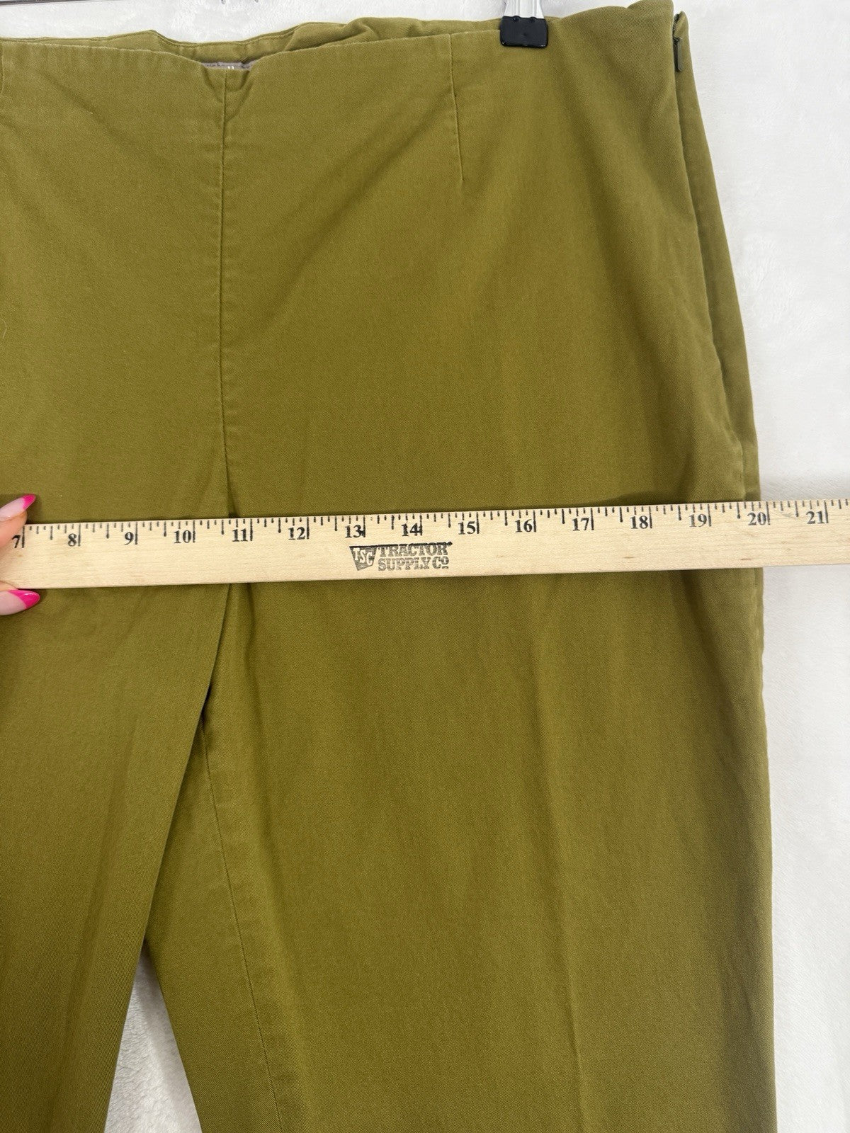 J Jill Pants 14 Green Cotton Stretch Side Zip Womens