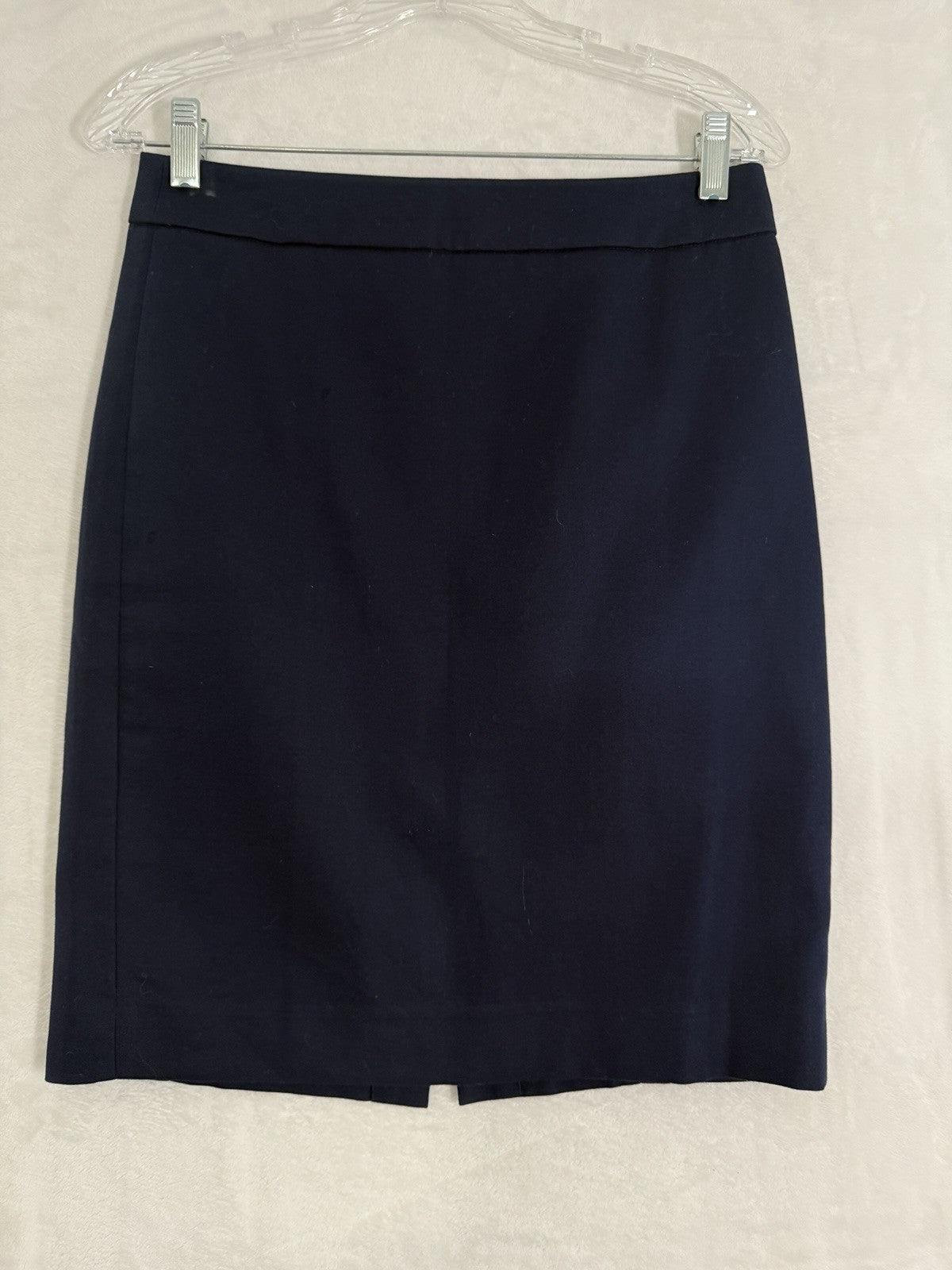 J Crew Pencil Skirt Size 0 Navy Blue 100% Cotton Knee Length Womens Preppy