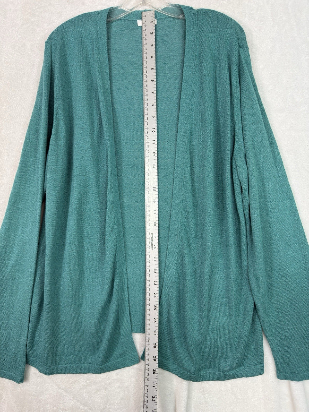J Jill XL Tall Cardigan Sweater Linen Cotton Blue Green Long Sleeve Womens XLT