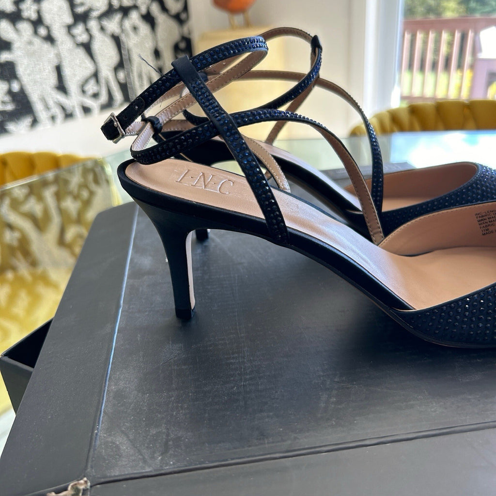 Inc International Concepts 11 Women LENII2 Blue Sequin Sling Back Toe Heels Pump