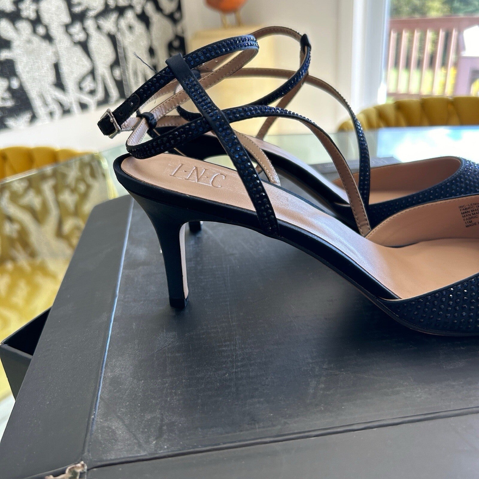 Inc International Concepts 11 Women LENII2 Blue Sequin Sling Back Toe Heels Pump
