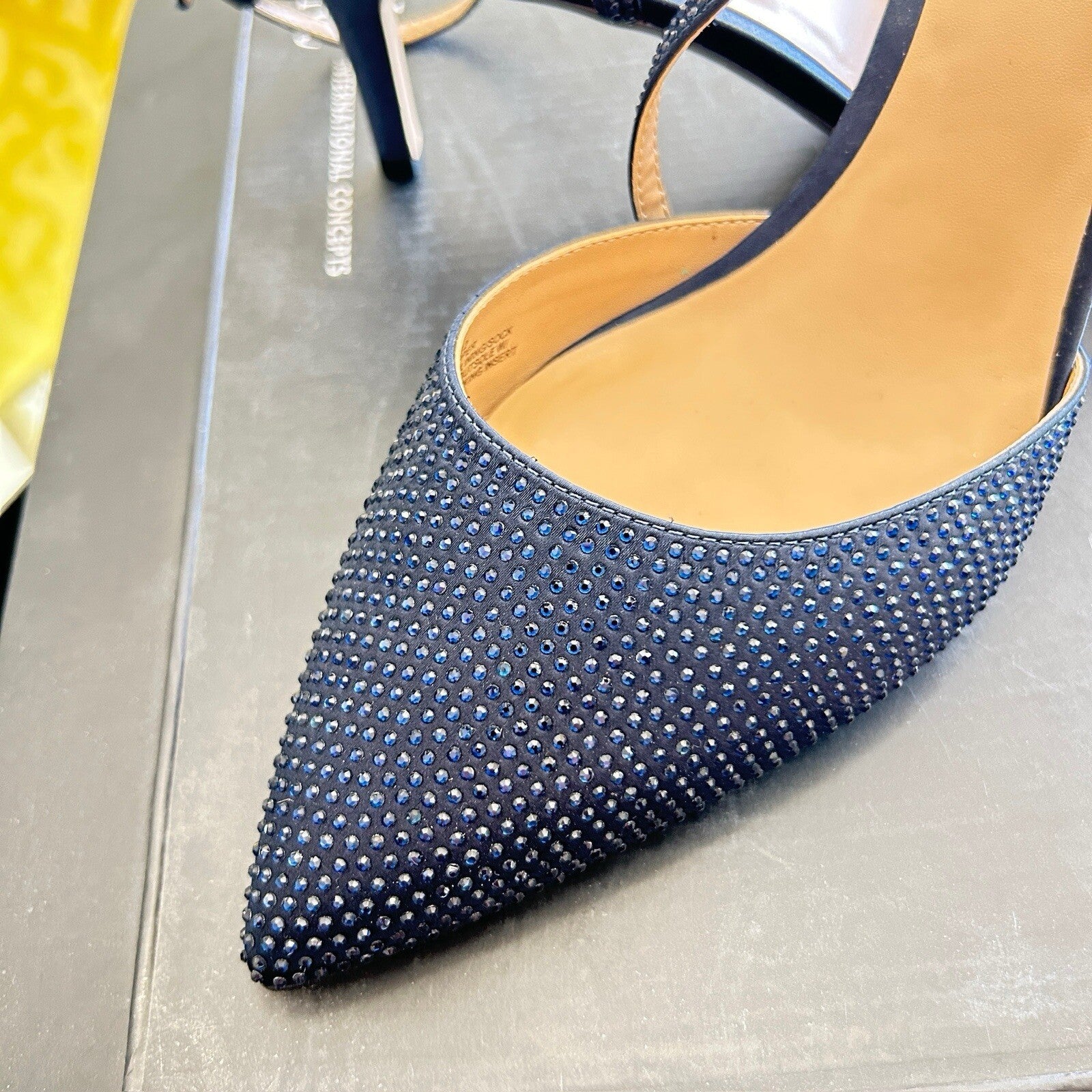 Inc International Concepts 11 Women LENII2 Blue Sequin Sling Back Toe Heels Pump