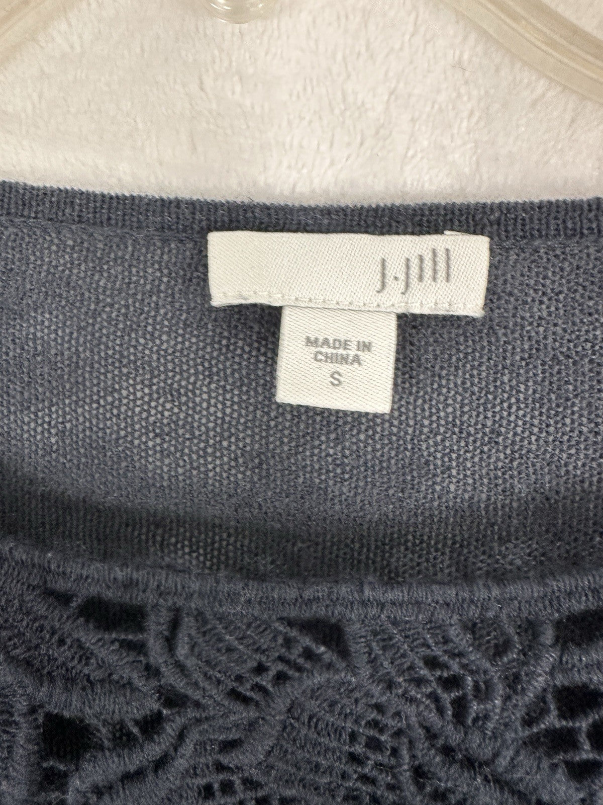 J Jill Sweater Small Blue Sweater Lightweight 3/4 Sleeve Floral Cotton Womens