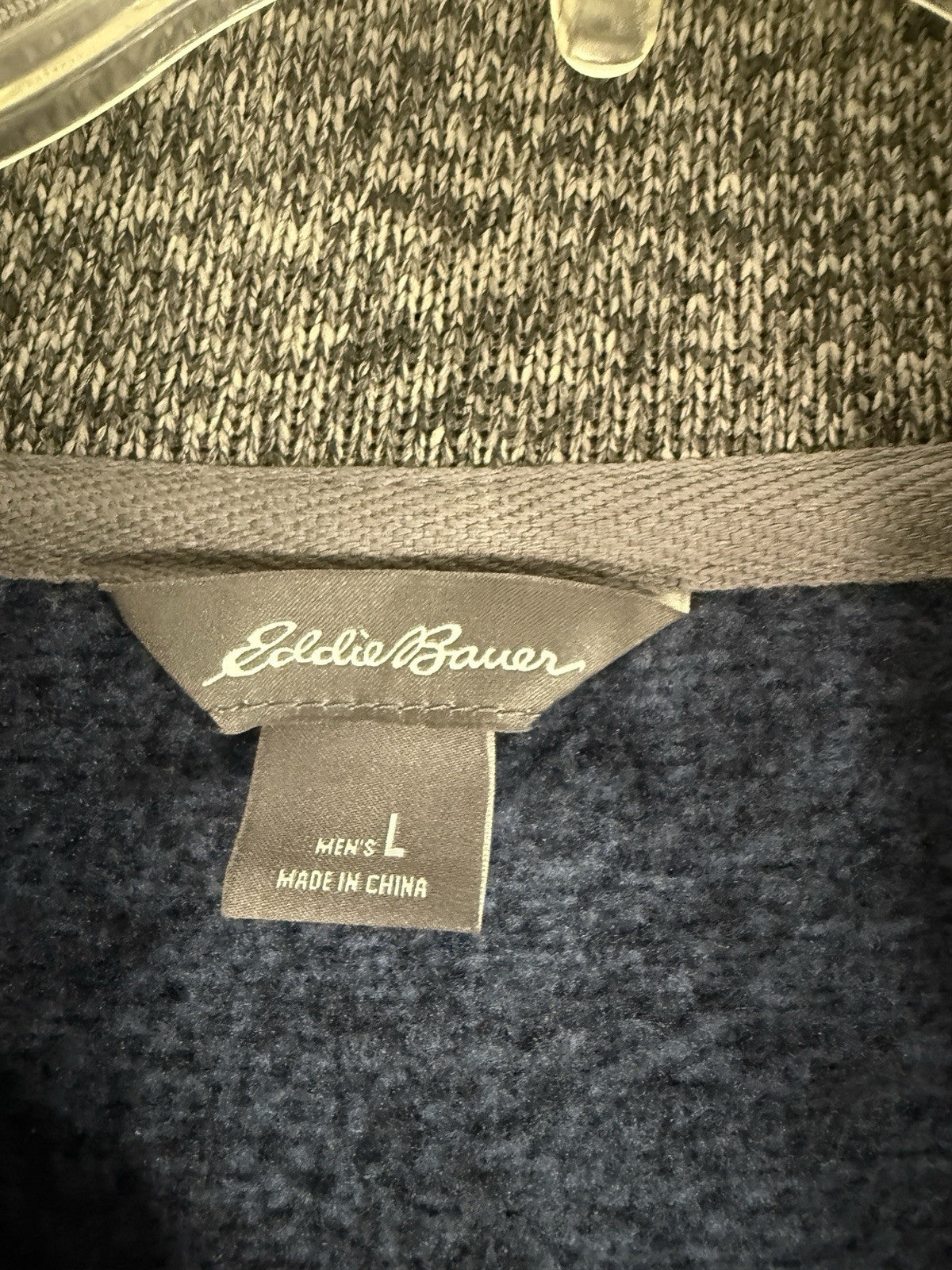 Eddie Bauer 1/4 Zip Radiator Fleece Mens Large Blue Sweater Knit