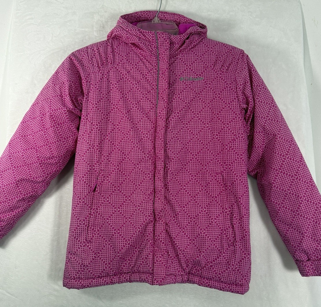 Columbia Jacket Girls 10 12 Large Kids Pink Winter Coat Puffer Hooded