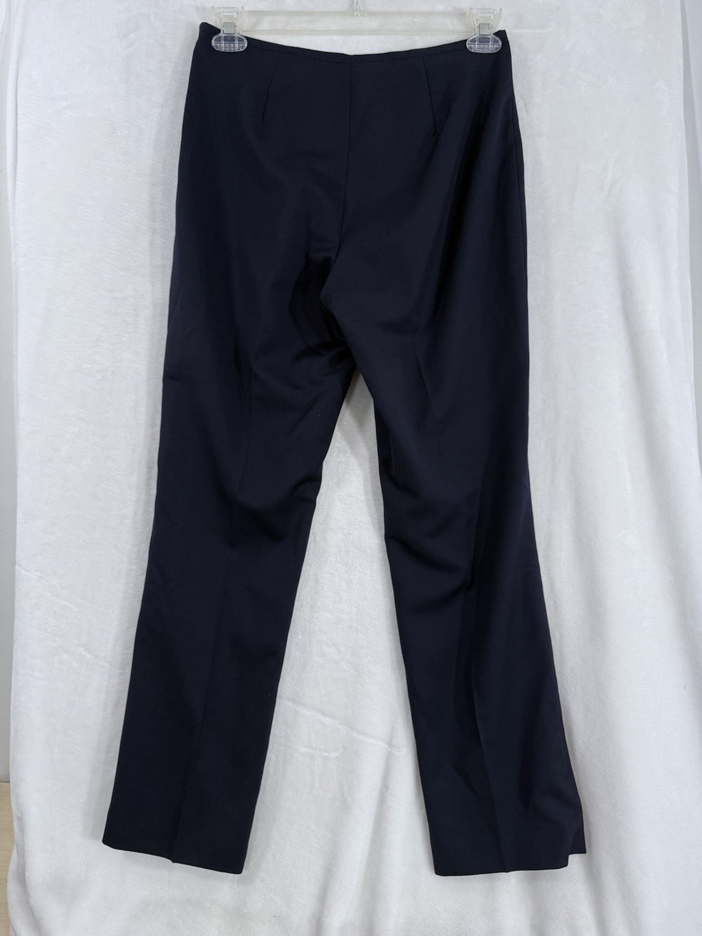 Brooks Brothers Caroline Fit Pants Size 4 Navy Blue 100% Wool Side Zip Womens