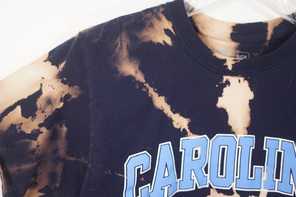 Custom North Carolina Tar Heels Short Sleeve T-Shirt Tie-Dye Men's S Upcycled