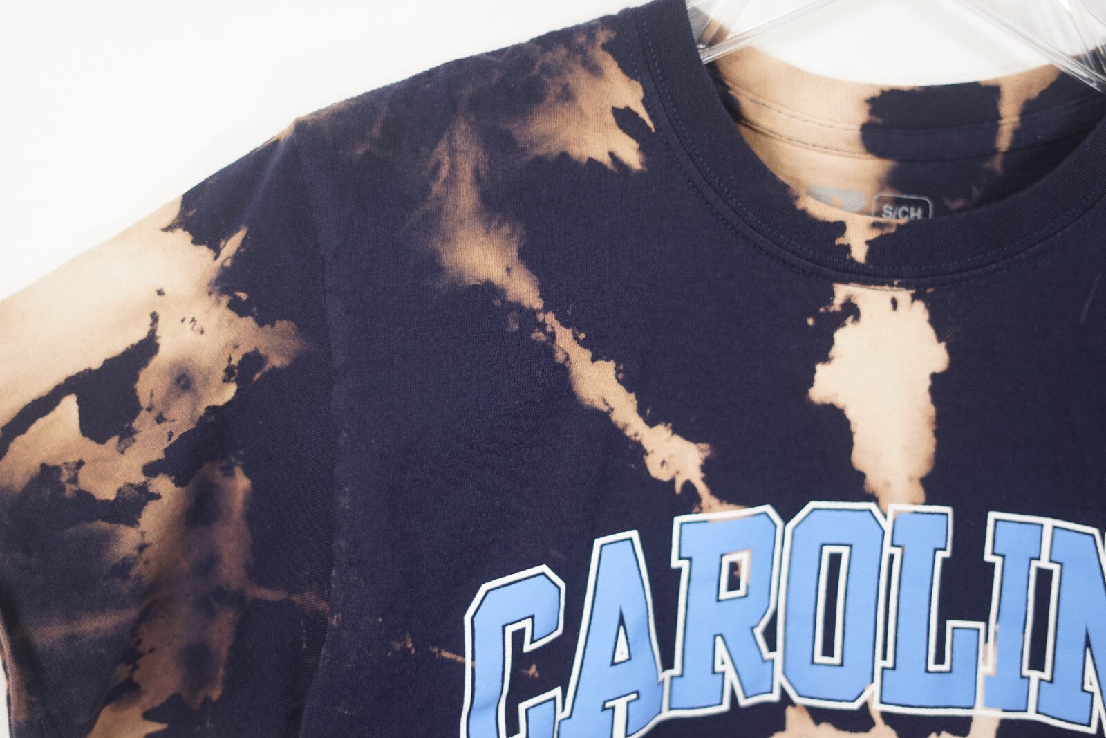 Custom North Carolina Tar Heels Short Sleeve T-Shirt Tie-Dye Men's S Upcycled