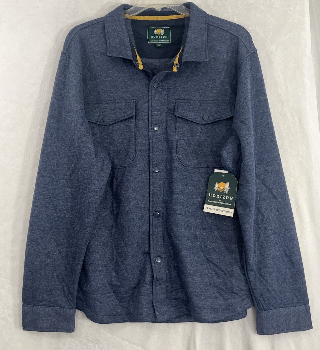 Horizon Outfitters Men’s XXL 2XL Shirt Quilted Knit Long Sleeve Blue Snap Front